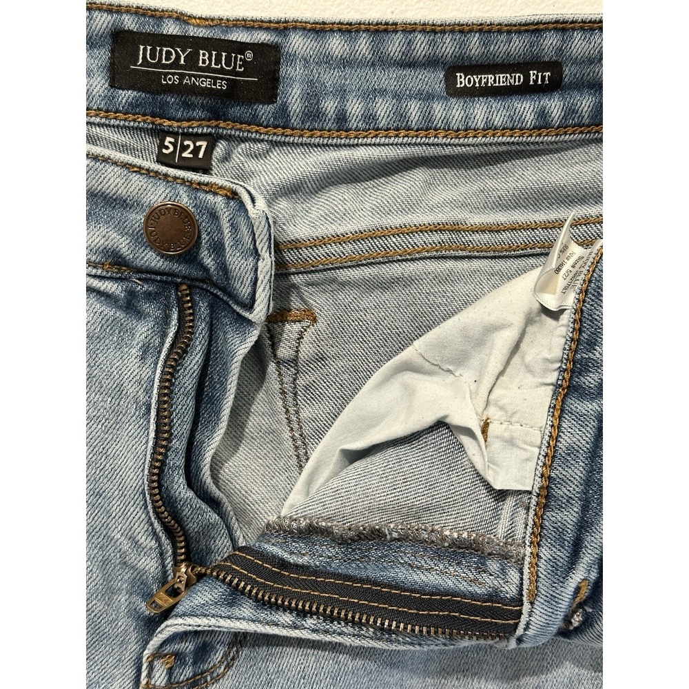 Judy Blue Jeans 5/27 High Rise Destroyed Boyfriend Fit JB82170LT Light Wash - Picture 12 of 16